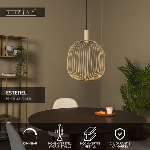 Lucide ESTEREL - Pendelleuchten - Ø 40 cm - 1xGU10 - Taupe | Essential - USP